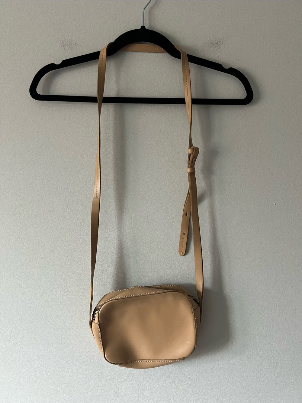 J.Crew Tan Leather Mini Crossbody Bag Neutral Minimalist Camera Bag
